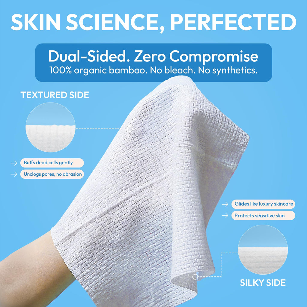 FOMIN Disposable Face Towels - 100 Count XL Biodegradable Facial Washcloths