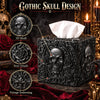 Pinkunn Halloween Skull Tissue Box Cover Black Square Gothic Style