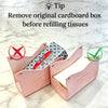 Tissue Box Cover Rectangle, Premium PU Leather Minimalist Tissue Holder with Snap Closure, Modern Decorative Tissue Dispenser for Bathroom Vanity, Bedroom Nightstand, Living Room & Office (Pink)