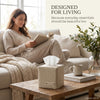 Stylish Tissue Box Cover - Beige Linen Holder for Square Tissue Boxes