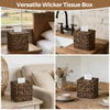 Wicker Tissue Box Cover Square, Handwoven Facial Tissue Box Holder, Brown