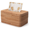 Rattan Tissue Box Cover, Rectangle Wicker Tissue Box Holder, Boho Tissue Box Cover for Living Room, Bathroom, Kitchen, Bedroom, 10.2 x 6.2 x 5.3 inch, Natural
