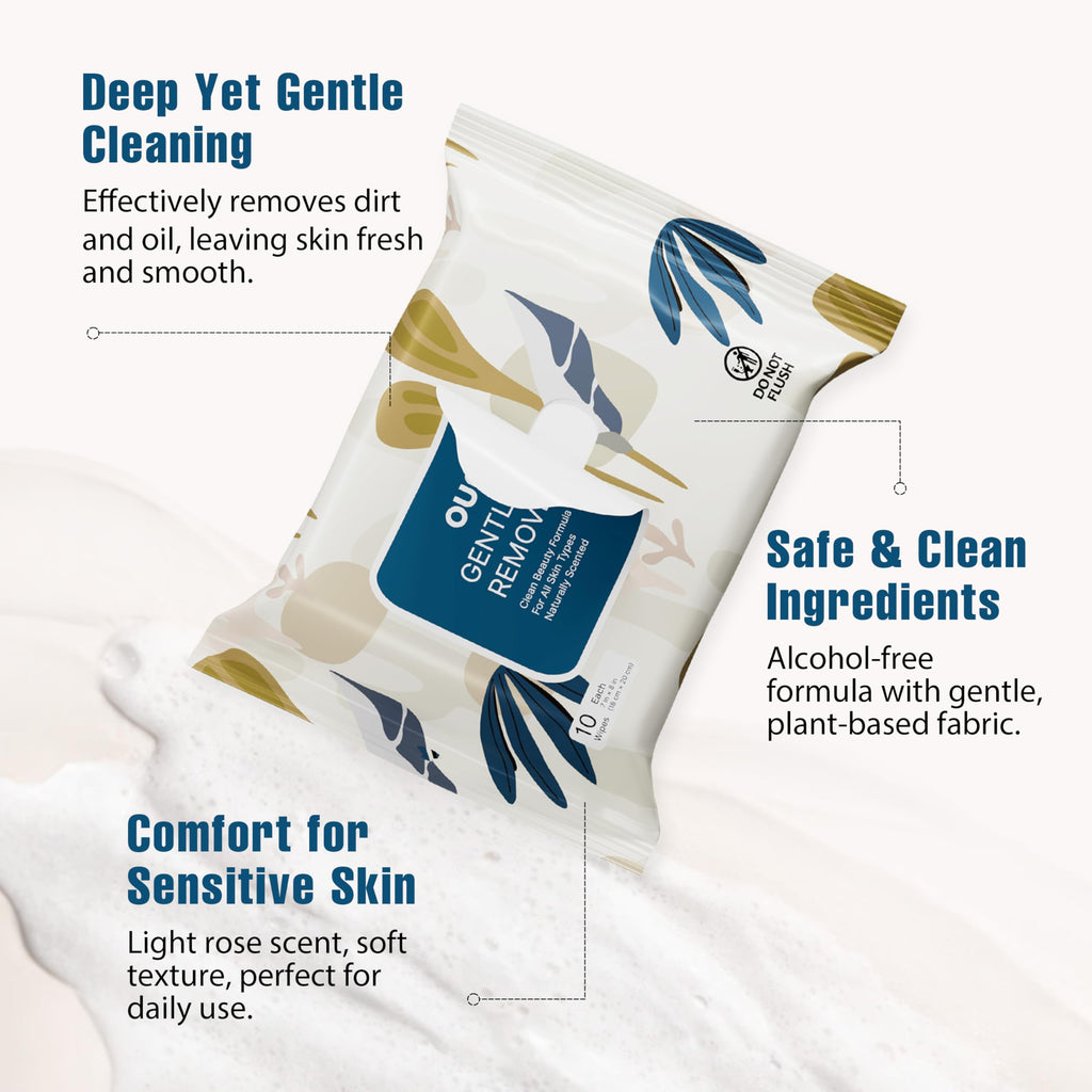 Ourmed Life Rose Water Hydrating Makeup Remover Wipes, Portable, 30 Ct