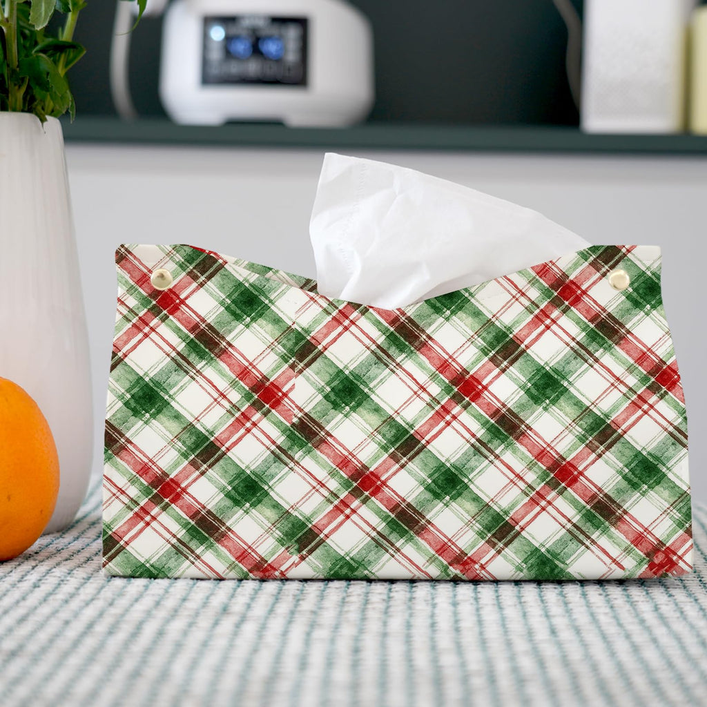 PaJiaNi Red Green Christmas Tissue Box Cover Rectangle for Holiday Decor