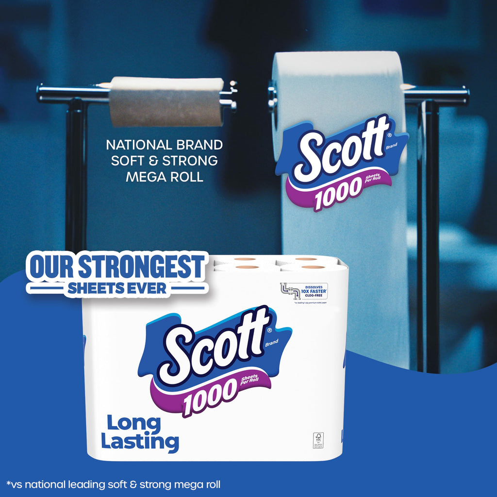 Scott 1000 Toilet Paper, 18 Rolls, 1000 Sheets per Roll