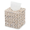 Water Hyacinth Handwoven Tissue Box Cover, Natural Handmade Wicker Napkin Box Holder, Handcrafted Square Facial Tissue, Rustic Decorative on Table and Bathroom, Office, Boho Decorative, Whitewash