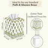 CPC 100% Cotton Ruffle Block Print Tissue Box Cover, Emerald Green