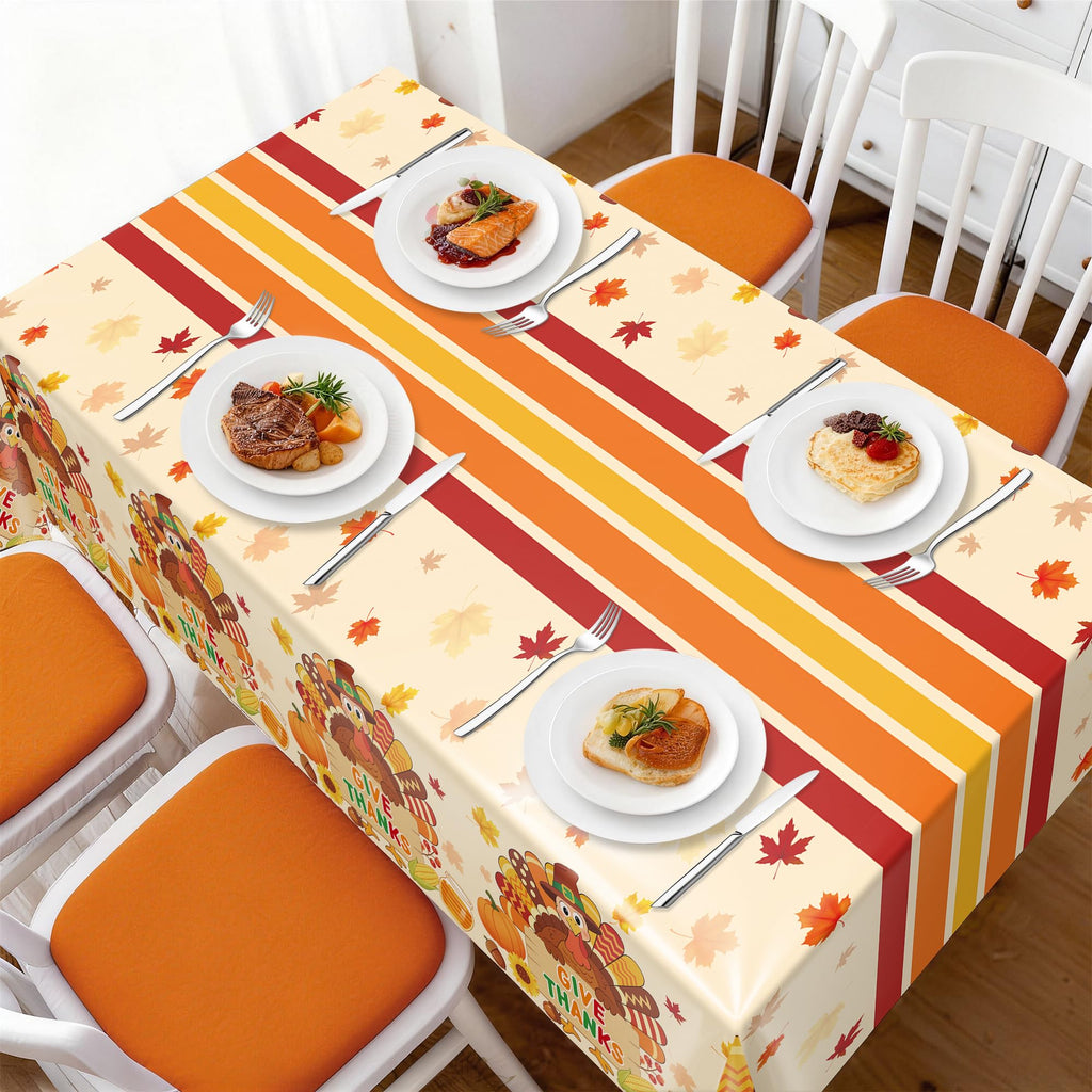 Childom 3 Pack Thanksgiving Tablecloth,Thanksgiving Decorations 54x108 Inch Disposable Plastic Tablecloth,Fall Turkey Table Cover for Home Dinner Table Decor Picnic Birthday Party Supplies