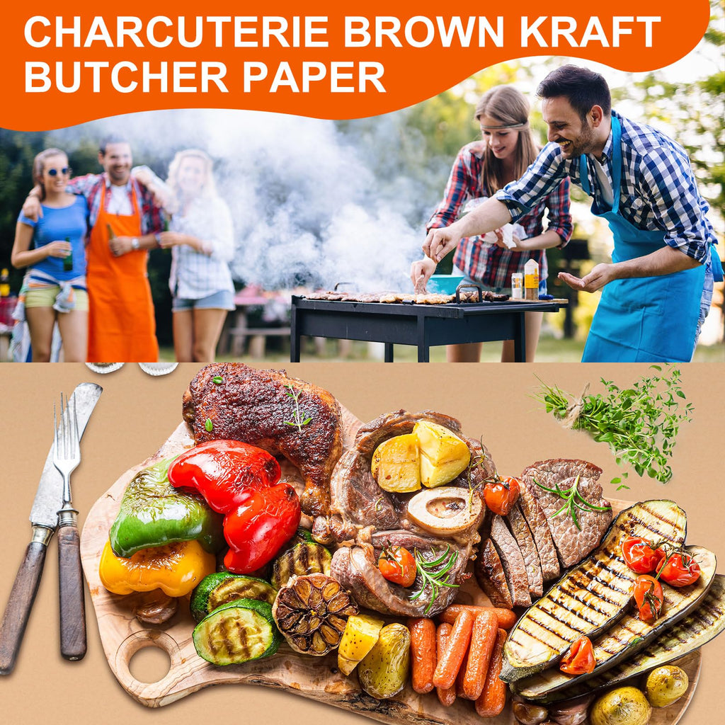 Marspark 4 Pcs Brown Kraft Paper Tablecloth Disposable