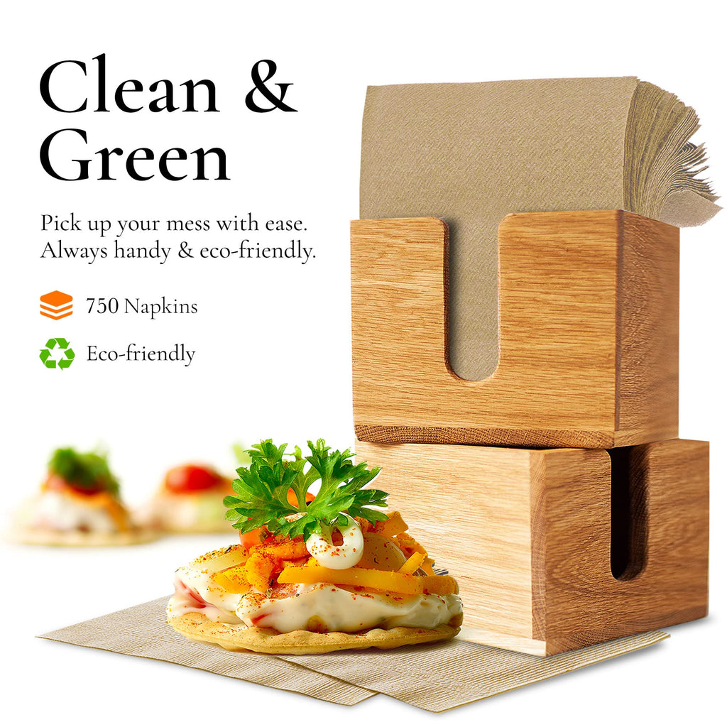 (750-Pack) Brown Napkins - Bulk Unbleached, Natural & Rustic Kraft Paper Napkins - Eco-Conscious Disposable Kitchen Tissue Supplies for Home, Parties, Restaurant, BBQ - 12x12” Unfolded