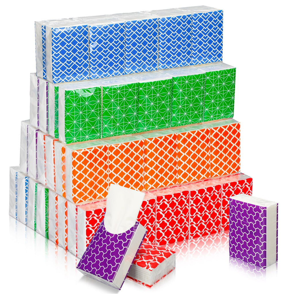 Therwen 100 Pack Pocket Tissues Travel Bulk 1000 Sheet, Multicolor