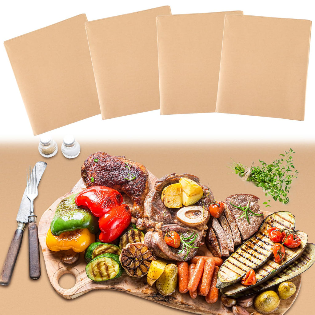Marspark 4 Pcs Brown Kraft Paper Tablecloth Disposable