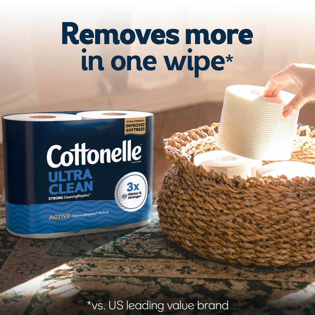 Cottonelle Ultra Clean Toilet Paper, 24 Family Mega Rolls=132 Regular Rolls