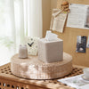 Sand Stone-Look Square Tissue Box Cover, Luxury Beige Cube Tissue Box Case