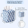 CPC 100% Cotton Piping Block Print Tissue Box Cover, Apatite Blue
