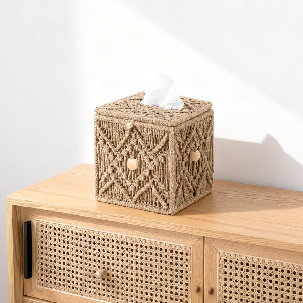 KaloKalo Tissue Box Cover Decorative Square Paper Holder for Bathroom