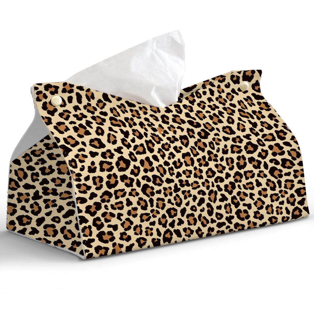 PaJiaNi Brown Leopard Print Tissue Box Cover Rectangle for Office Decor
