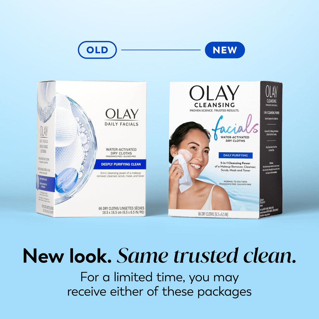 Olay Makeup Remover Wipes,Daily Facials Deep Clean Face Cleanser-Normal to Oily Skin,Alcohol&Fragrance Free,Soft Face Wash Towels,Travel Essentials-Women, Convenient Dry Cloths, 66 Count (Pack of 12)