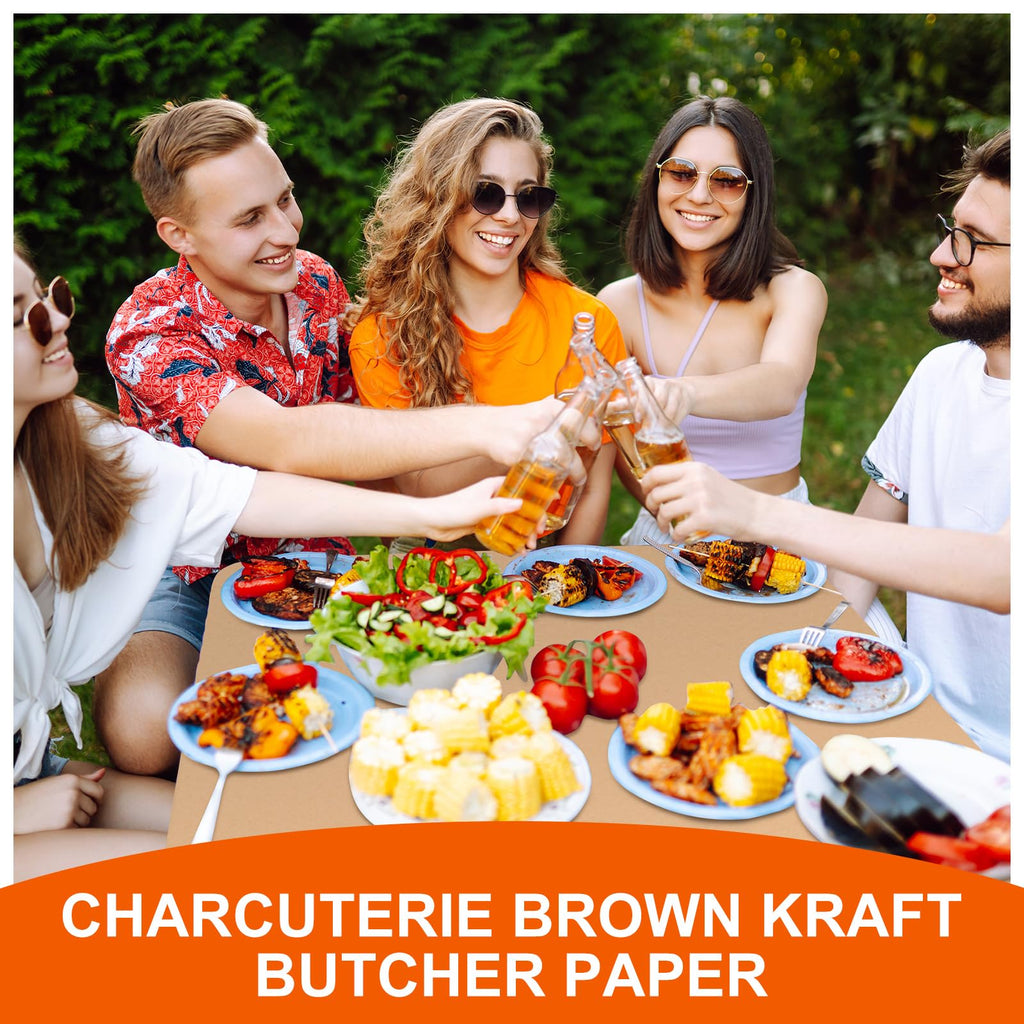 Marspark 4 Pcs Brown Kraft Paper Tablecloth Disposable