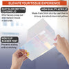 Acrylic Tissue Box Holder, Clear Dispenser for Facial Tissues, Napkins, and Dryer Sheets. Perfect for Bathrooms, Desks, Countertops, Vanities, Bedrooms, and Nightstands (Square, Iridescent)