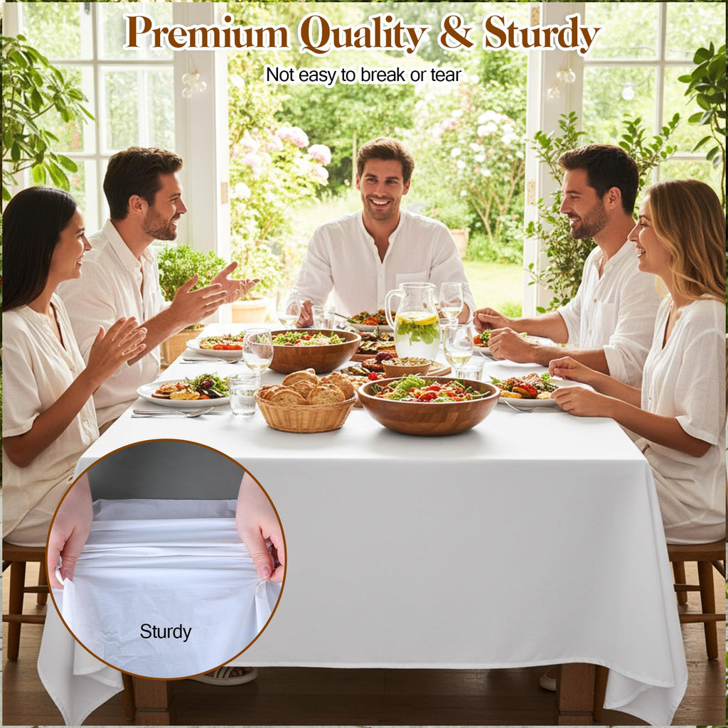 KongTiva 15 Pack White Paper Tablecloths for Rectangle Tables 55 x 108 Inch