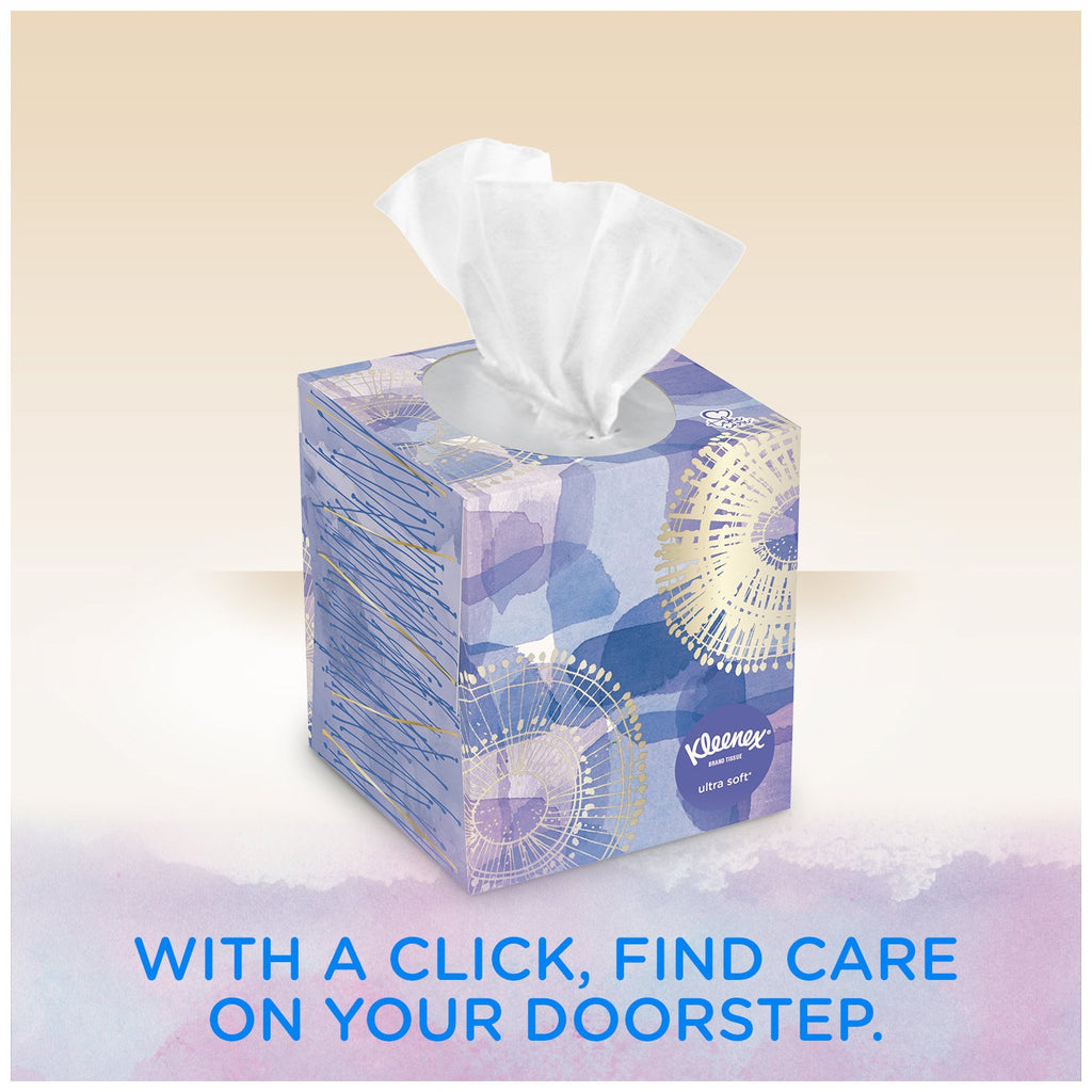 Kleenex Ultra Soft Facial Tissues, Medium Count Flat, 170 ct, 6 Pack. Designs May Vary