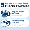 Clean Skin Club Clean Towels XL® Original 50 Ct + 10ct Travel Pack Duo, 100% USDA Biobased Disposable Face Towels, Eczema Association Accepted, Makeup Remover Dry Wipes, Ultra Soft