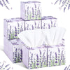 Fourluoo 12 Pack Summer Lavender Facial Tissues Cube Boxes 600 Sheets 3 Ply