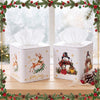 Thyle 2 Pcs Christmas Square Tissue Box Cover PU Leather Reindeer Snowman Tissue Box Holder Closure Xmas Decorations Cube Napkin Holder for Kitchen Car Home Office Living Room Bedroom