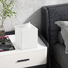 JLAMBOM PU Leather Tissue Box Cover Square Tissue Box Holder (White)