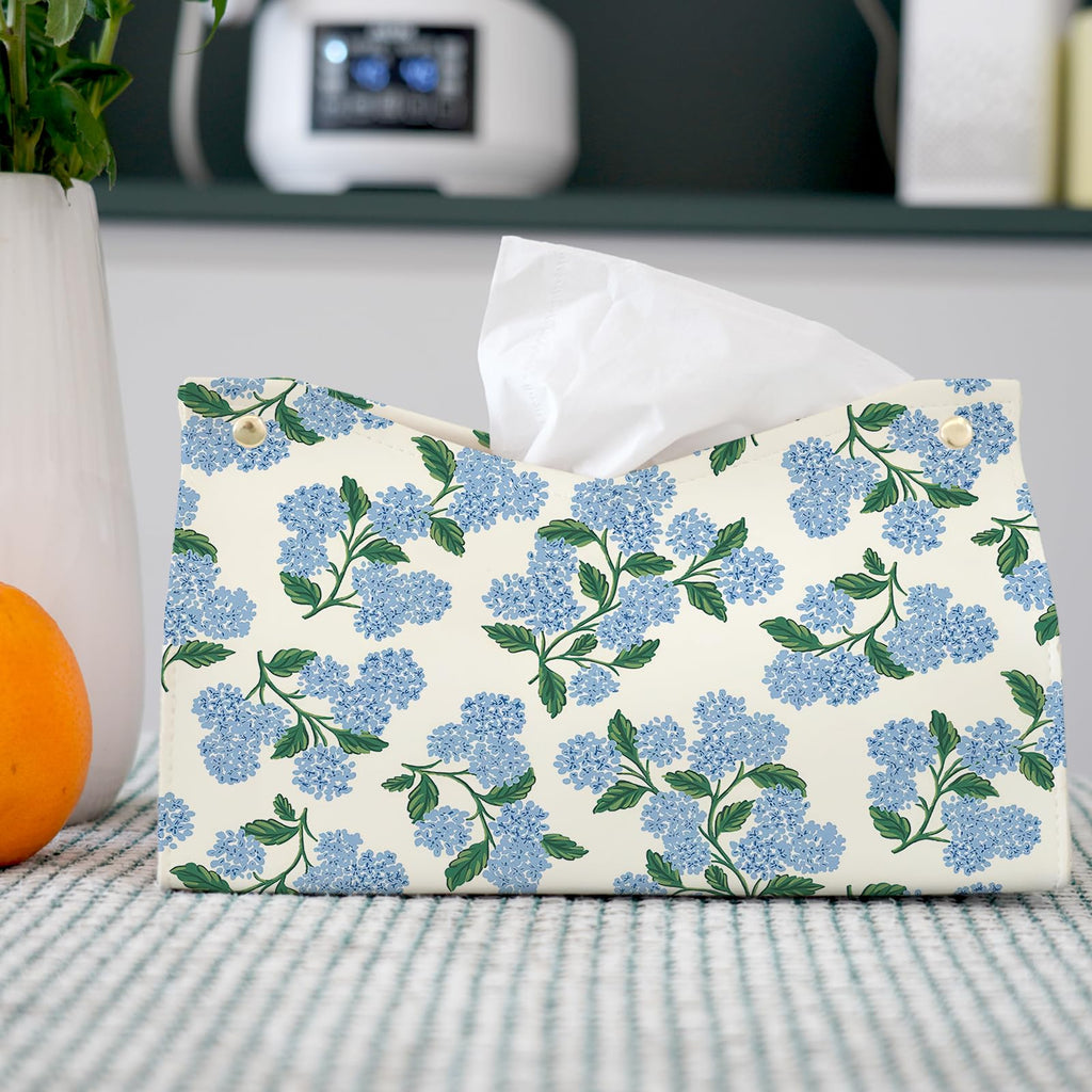 PaJiaNi Blue Hydrangea Floral Tissue Box Cover Rectangle for Office Decor