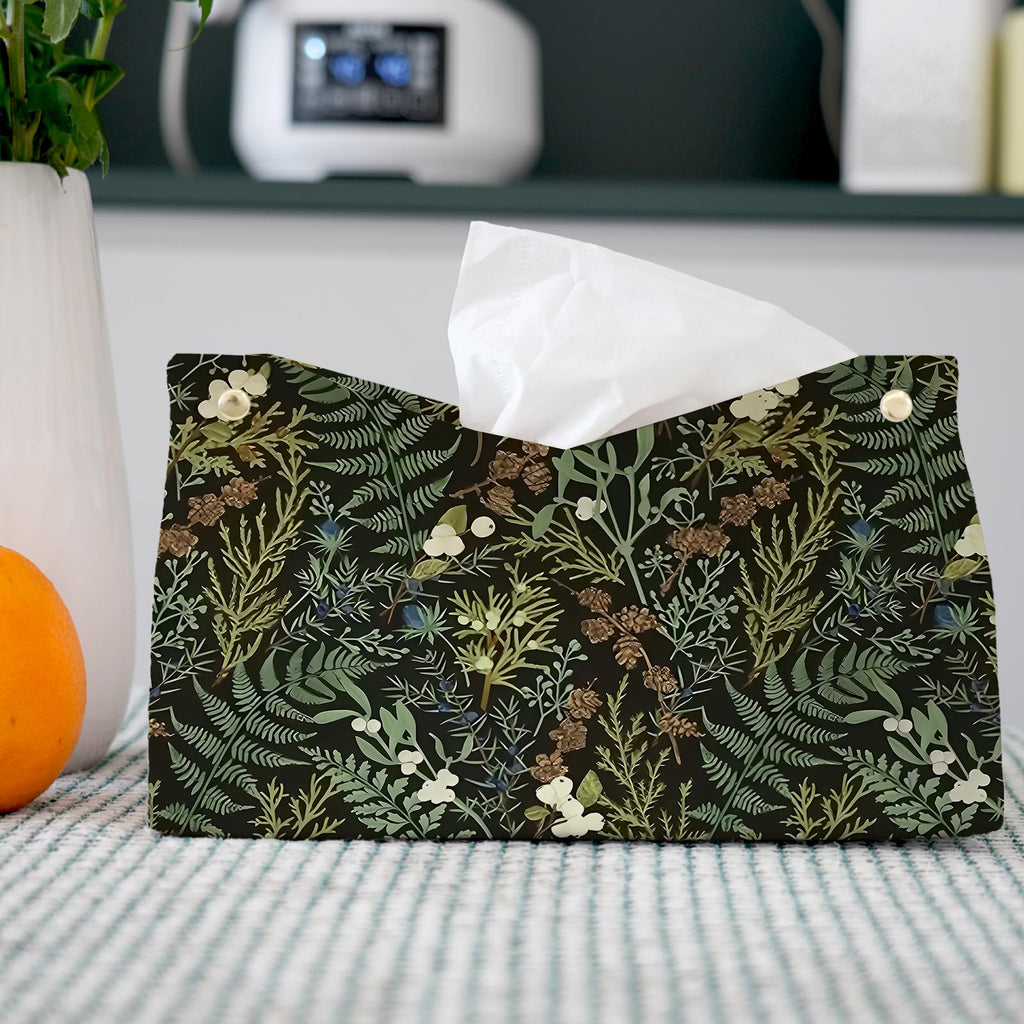 PaJiaNi Dark Green Botanical Tissue Box Cover Rectangle for Office Decor