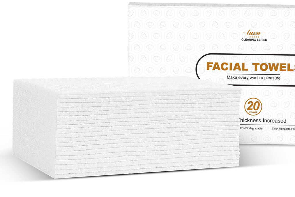 Disposable Face Towel,Biodegradable Facial Towels 9.8"×9.8",20 Count