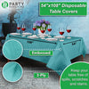 PARTY BARGAINS 5 Disposable Table Covers - 54" X 108" Turquoise Table Cover, 3 Ply Paper & Plastic Tablecloth