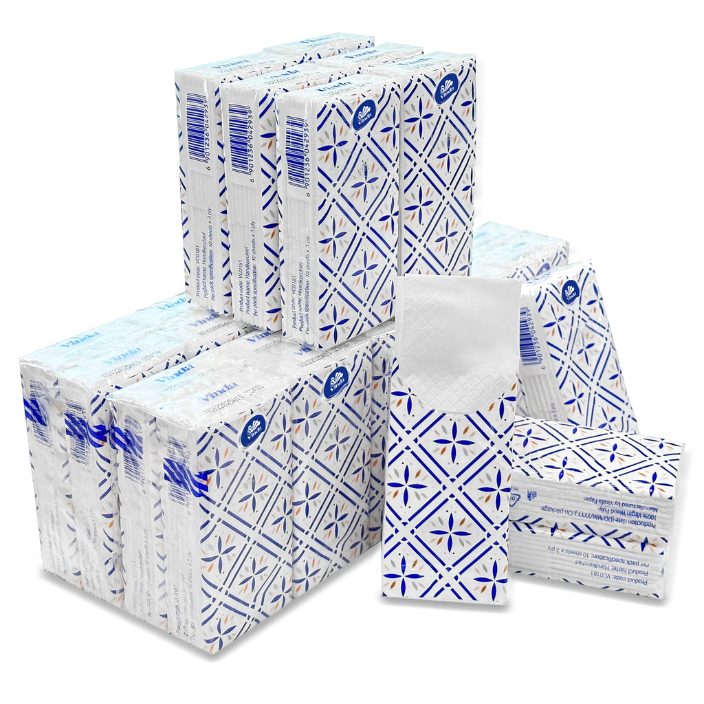 Vinda Ultra Care 3-Ply Pocket Tissues, 30 Travel-Size Packs, 300 Count
