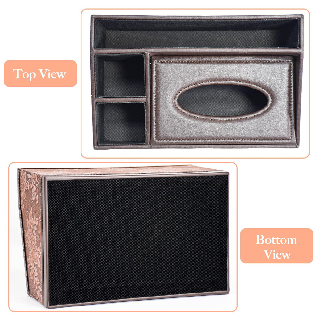 SAYEEC Leather Tissue Box Cover Rectangular Tissue Box Holder Retro Napkin Dispenser Facial Tissues Organizer Multifunctional Storage Box Caddy for Bathroom Toilet Bedroom Living Room Office Table Car