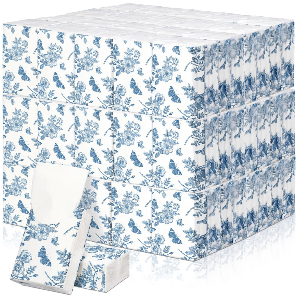 Therwen 100 Pack Pocket Tissues Travel Bulk 1000 Sheet, Butterfly