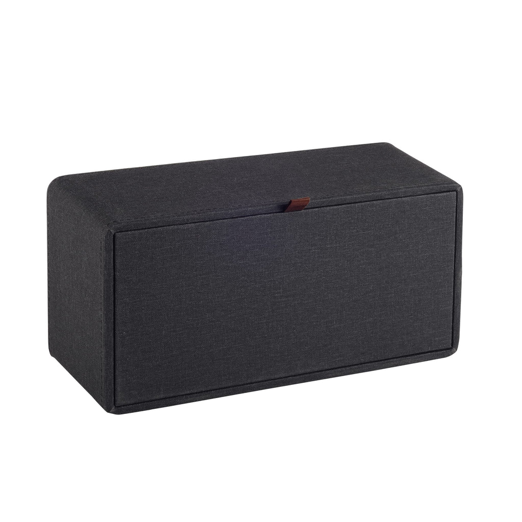 RHCSZ High-end Pu Leather Tissue Box Holder Two Color Combination-Linen and Wood Grain,Rounded Rectangle Napkin Paper Case Dispenser for Home Bathroom Dresser Offices Car Tissue Cover (Black)