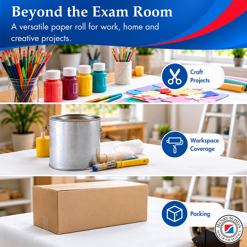 Henry Schein Exam Table Paper, 21" x 225', Smooth, Multi-Purpose, 12 Rolls
