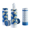 Car Tissues Holder with Facial Tissues - 4 PK - Travel Tissue Tubes Box Container Perfect Fit for Car Cup Holder Car Tissues Cylinder (Blue)