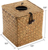 Yesland 2 Pack Square Seagrass Facial Tissue Box - Decorative Woven Paper Holder Napkin Dispense - 5 x 5 x 5 Inches Rattan Tissue Box Cover