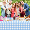 2 Pack Light Blue Gingham Tablecloth Rectangular Pale Blue and White Checkered Tablecloths Disposable Plastic Plaid Table Cover for Parties, Outdoor Picnic, Birthday, Wedding, Camping 54 × 108 Inch