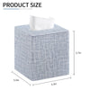 PU Leather Square Tissue Box Cover Tissue Box Holder Cube (Blue)