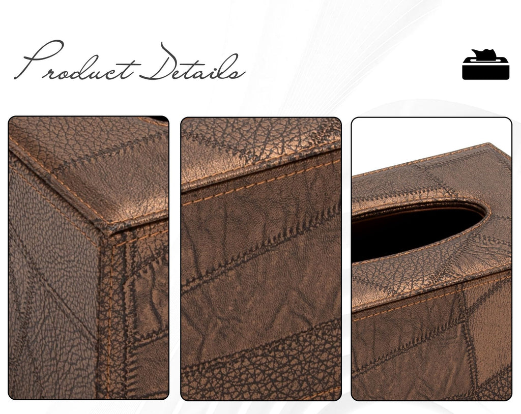 Colylan Tissue Box Cover Rectangular Tissue Box Holder for Bathroom (Retro Brown)