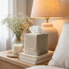 Stylish Tissue Box Cover - Beige Linen Holder for Square Tissue Boxes