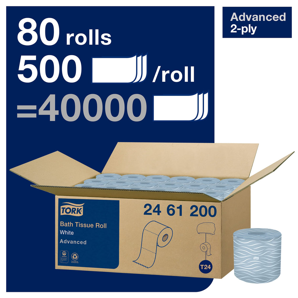 Tork Advanced Toilet Paper Roll, 80 rolls x 500 sheets, 2461200