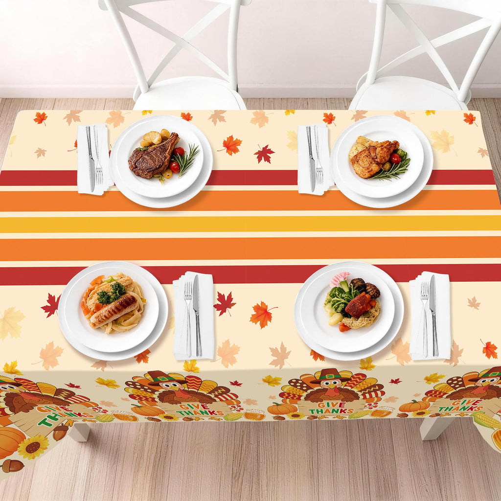 Childom 3 Pack Thanksgiving Tablecloth,Thanksgiving Decorations 54x108 Inch Disposable Plastic Tablecloth,Fall Turkey Table Cover for Home Dinner Table Decor Picnic Birthday Party Supplies