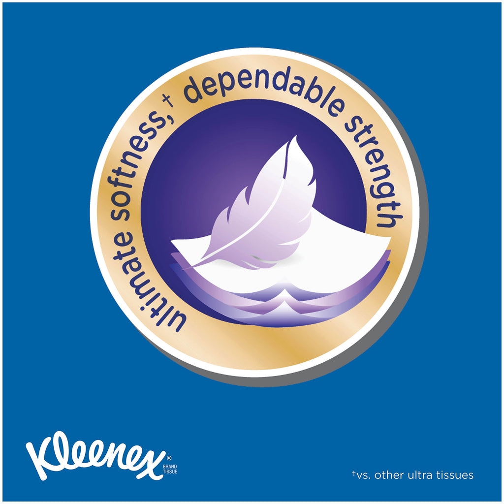 KLEENEX Ultra Soft Facial Tissue, 3-Ply, White, 8.2 inch x 8.4 inch, 75/Box, 4 Box/Pack - Packaging May Vary (Assorted color and style boxes),Pack of 4,