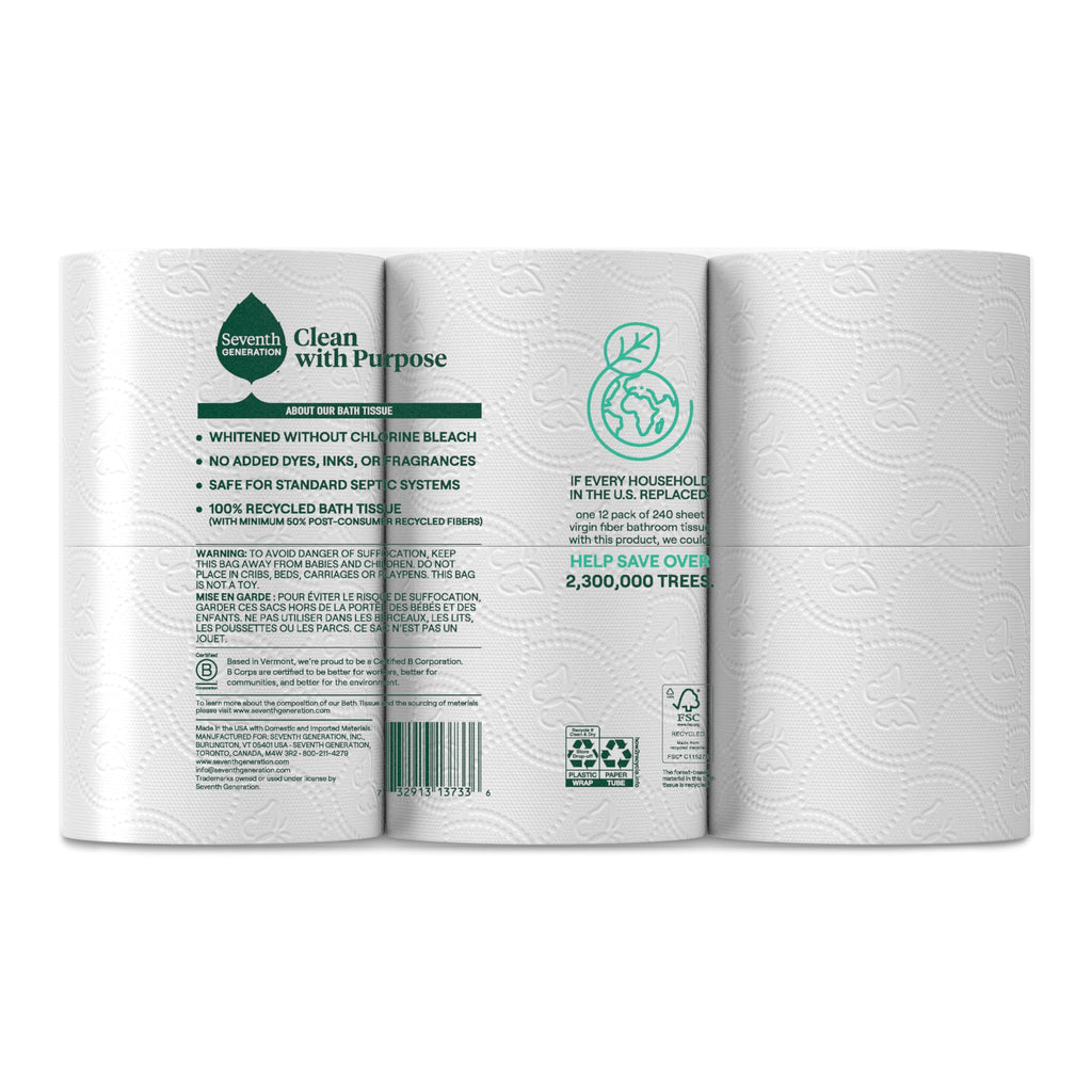 Seventh Generation, Bath Tissue, 12 Roll, pack of 4