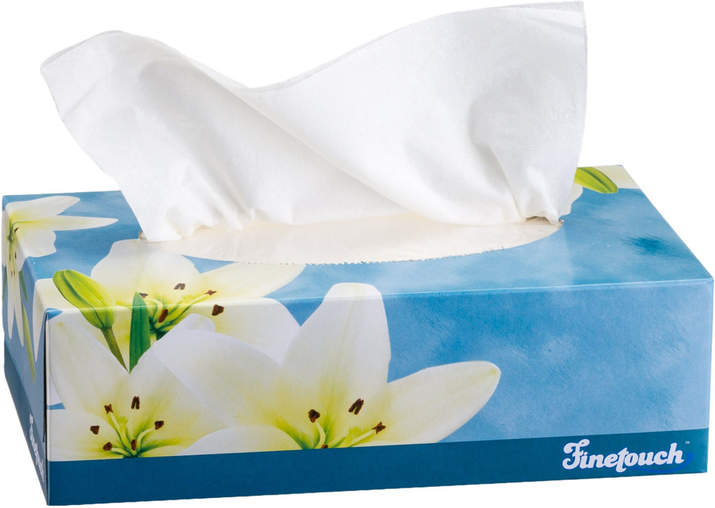 Finetouch Facial Tissues Boxes Bulk, Soft 2-Ply, 130 Sheets, 6 Pack